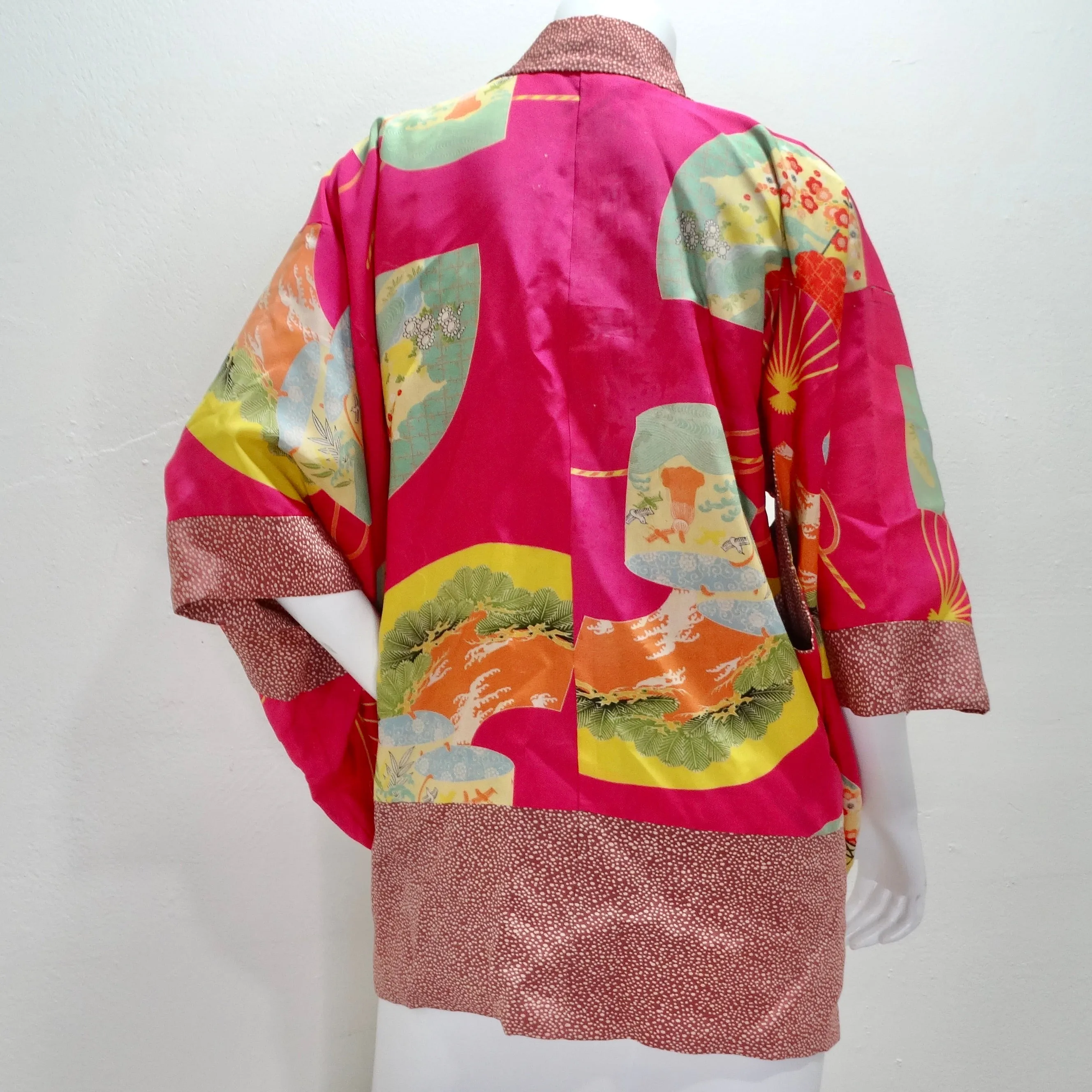 1940s Silk Multicolor Printed Kimono