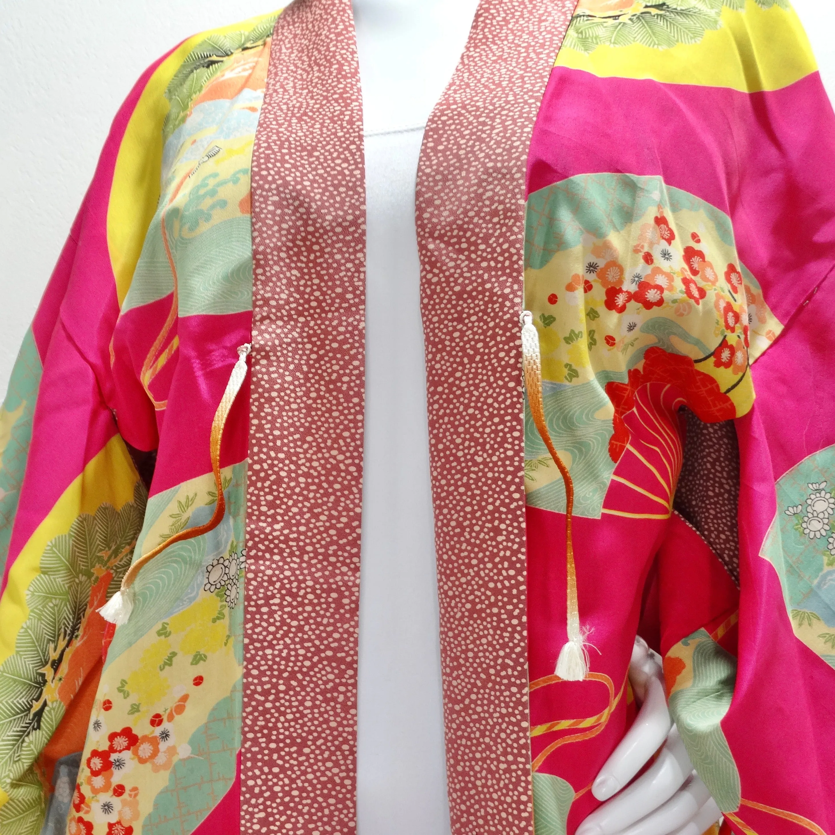 1940s Silk Multicolor Printed Kimono
