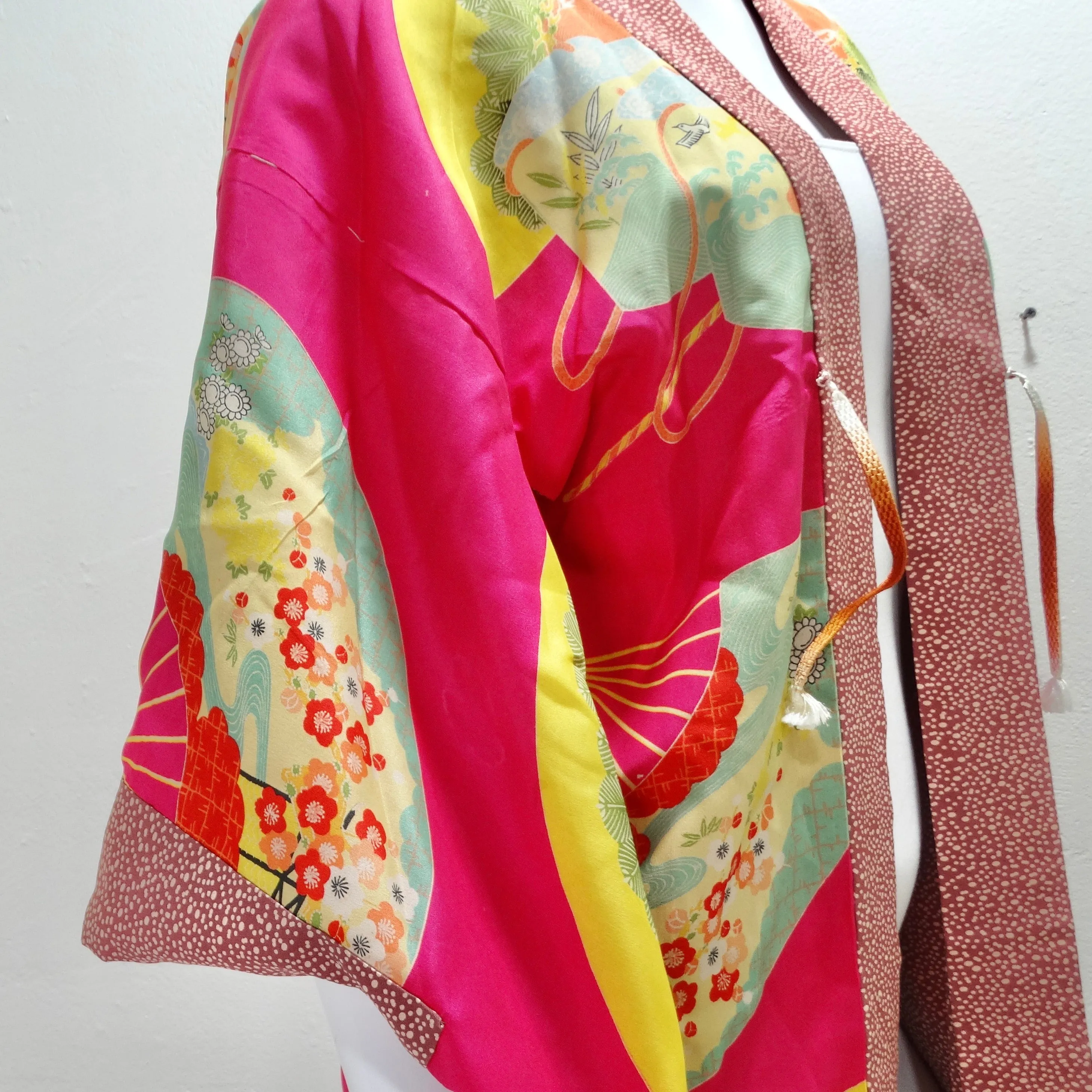1940s Silk Multicolor Printed Kimono