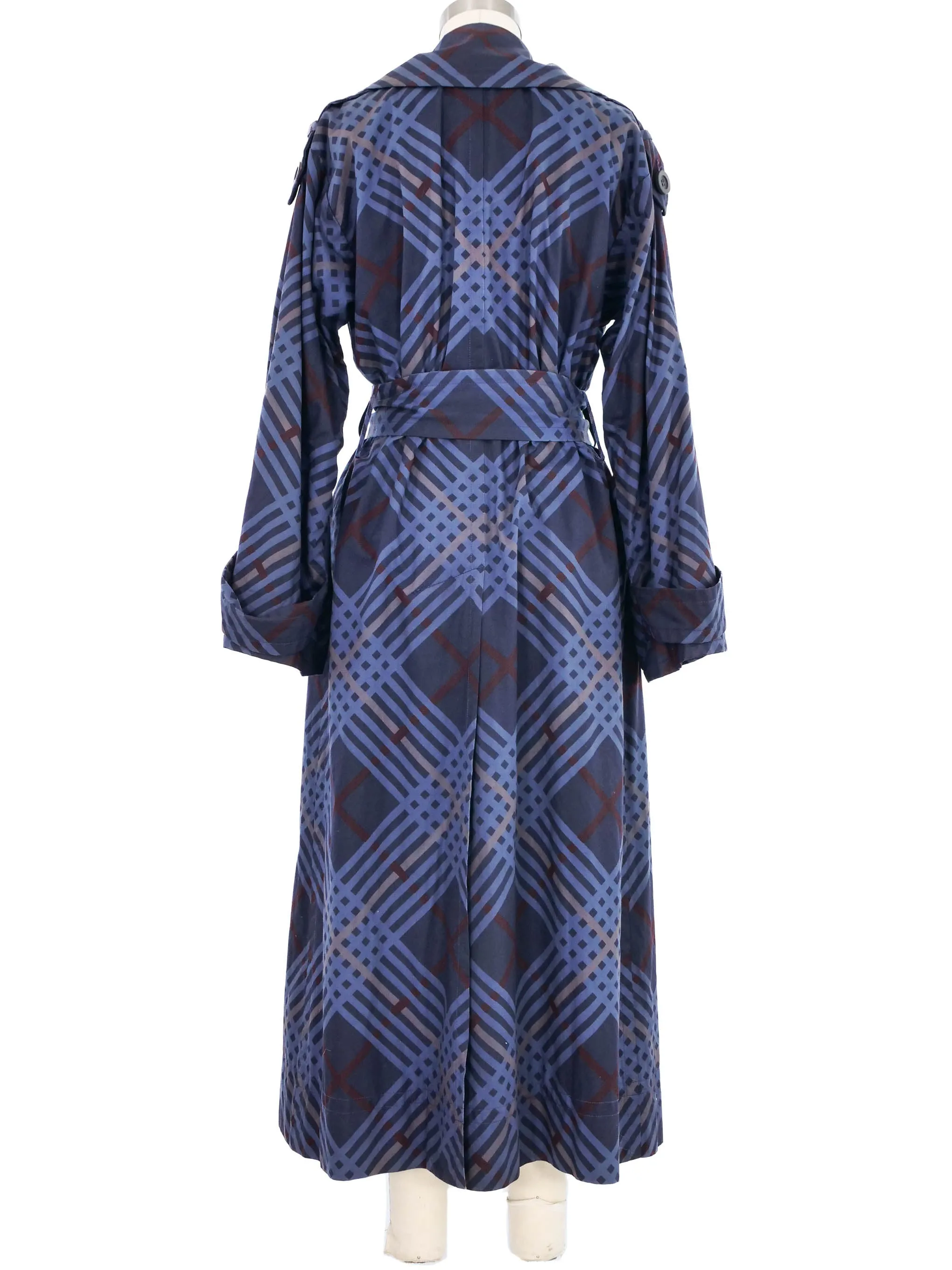 1985 Yves Saint Laurent Navy Plaid Trench Coat