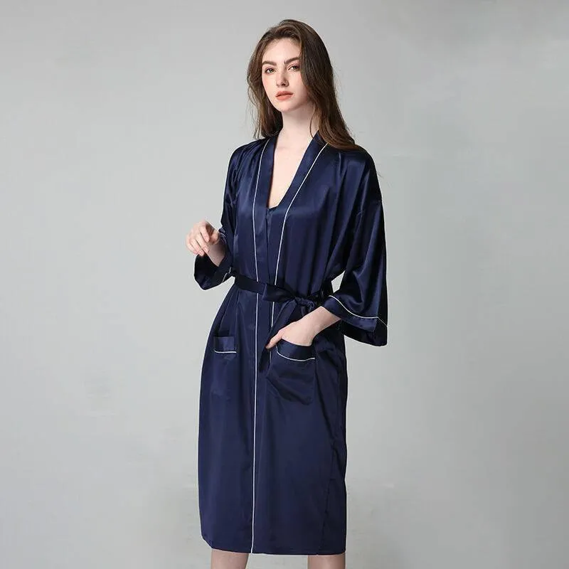 22MM Luxury Silk Robe For Women Mid Length Silk Bathrobe Silk Nightwear