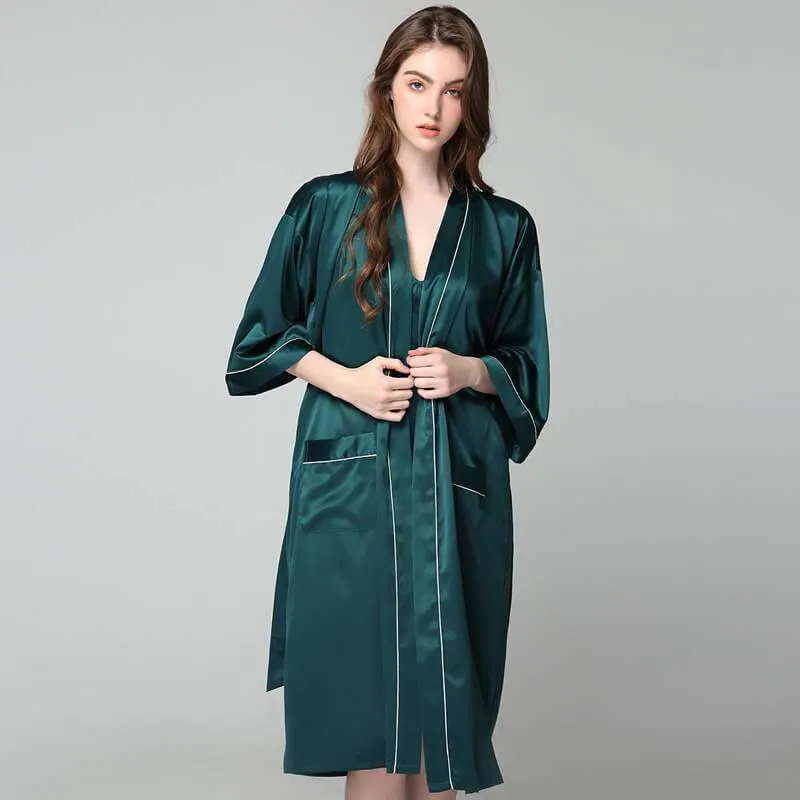 22MM Luxury Silk Robe For Women Mid Length Silk Bathrobe Silk Nightwear
