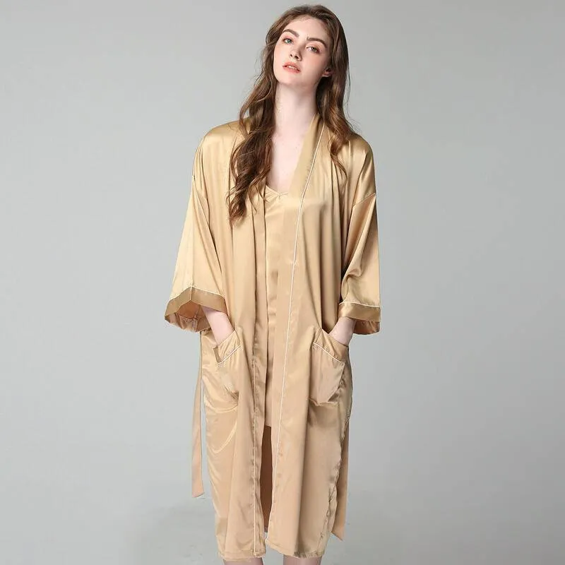 22MM Luxury Silk Robe For Women Mid Length Silk Bathrobe Silk Nightwear