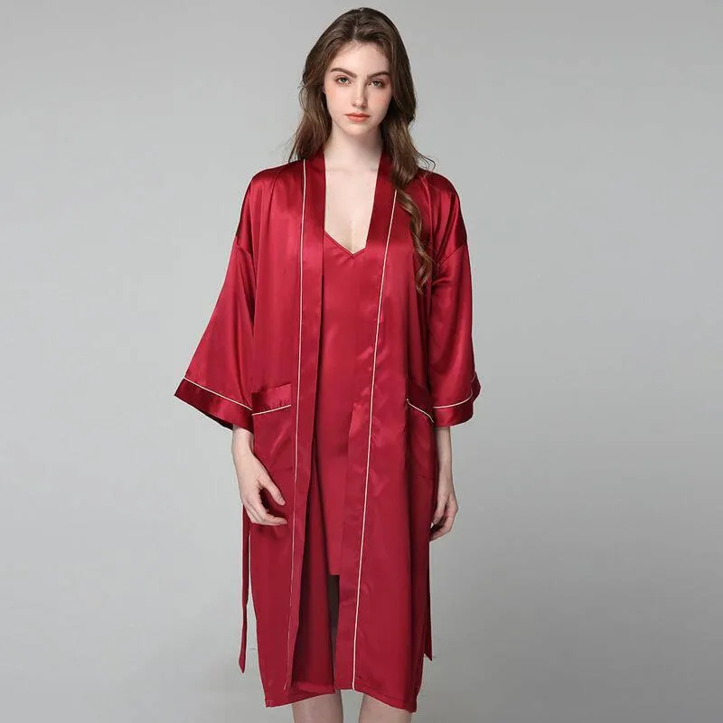 22MM Luxury Silk Robe For Women Mid Length Silk Bathrobe Silk Nightwear