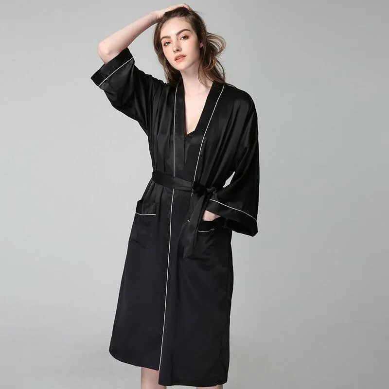 22MM Luxury Silk Robe For Women Mid Length Silk Bathrobe Silk Nightwear