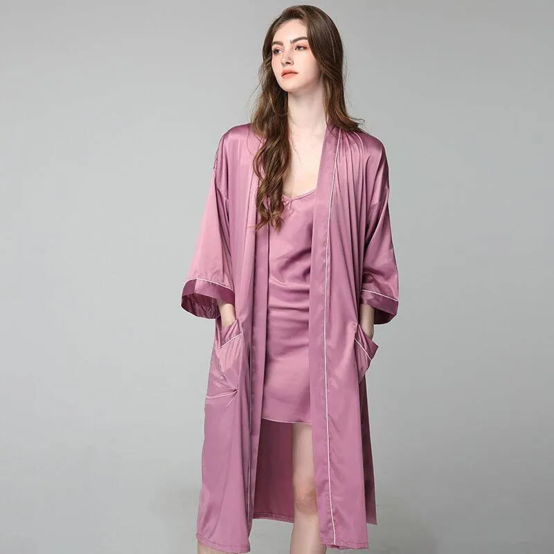 22MM Luxury Silk Robe For Women Mid Length Silk Bathrobe Silk Nightwear