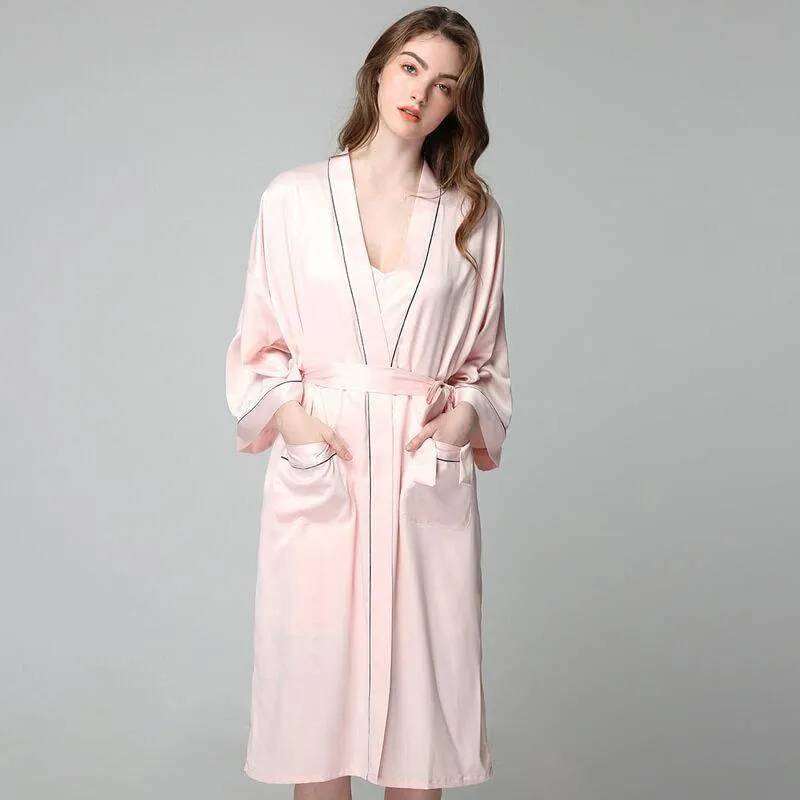 22MM Luxury Silk Robe For Women Mid Length Silk Bathrobe Silk Nightwear
