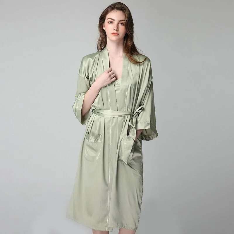 22MM Luxury Silk Robe For Women Mid Length Silk Bathrobe Silk Nightwear