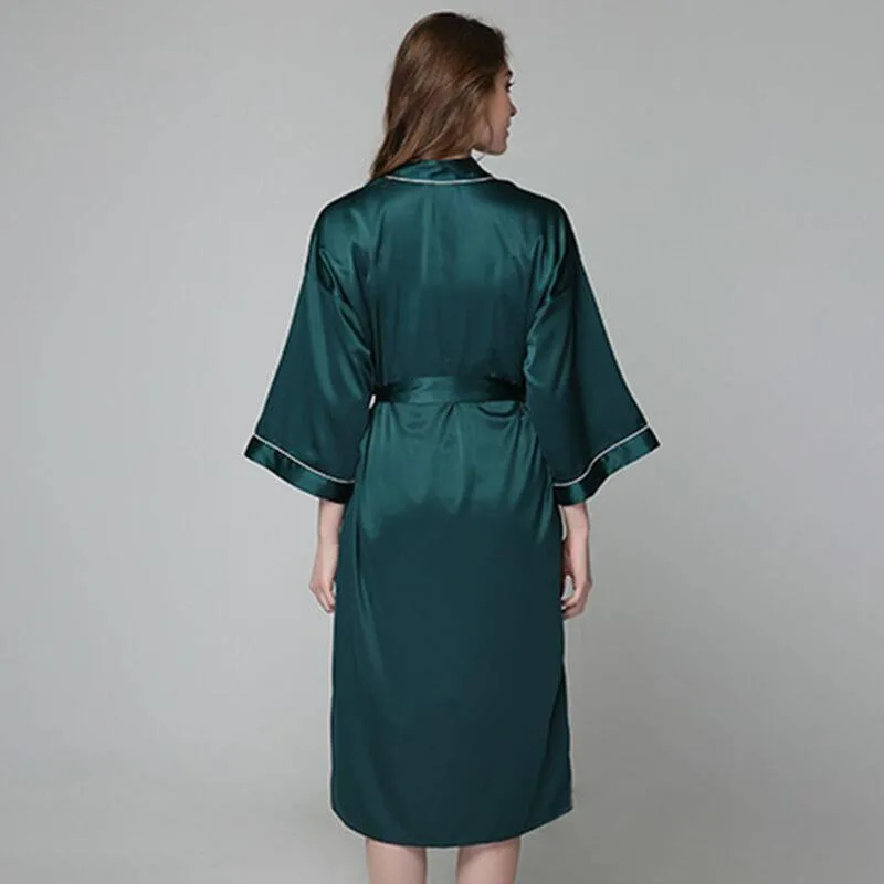 22MM Luxury Silk Robe For Women Mid Length Silk Bathrobe Silk Nightwear