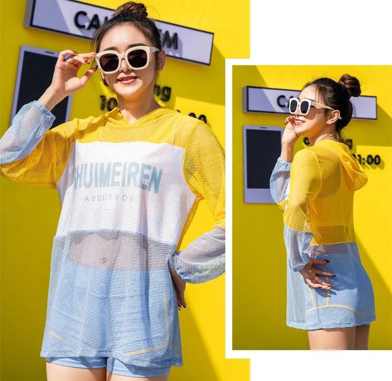 3 pc set instasport design swimsuit for juniors hoodie pullover outfit and bikini swimpants vest top and shorts set