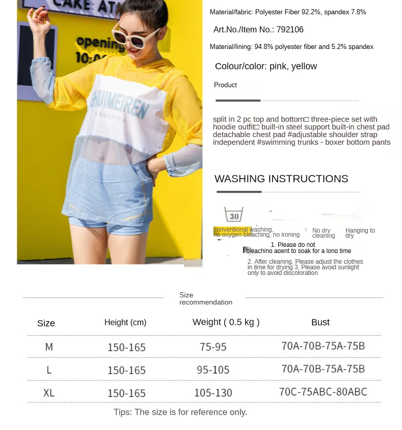 3 pc set instasport design swimsuit for juniors hoodie pullover outfit and bikini swimpants vest top and shorts set