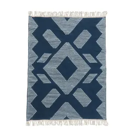 4x6 Hand Woven Outdoor Rug, Indigo Blue