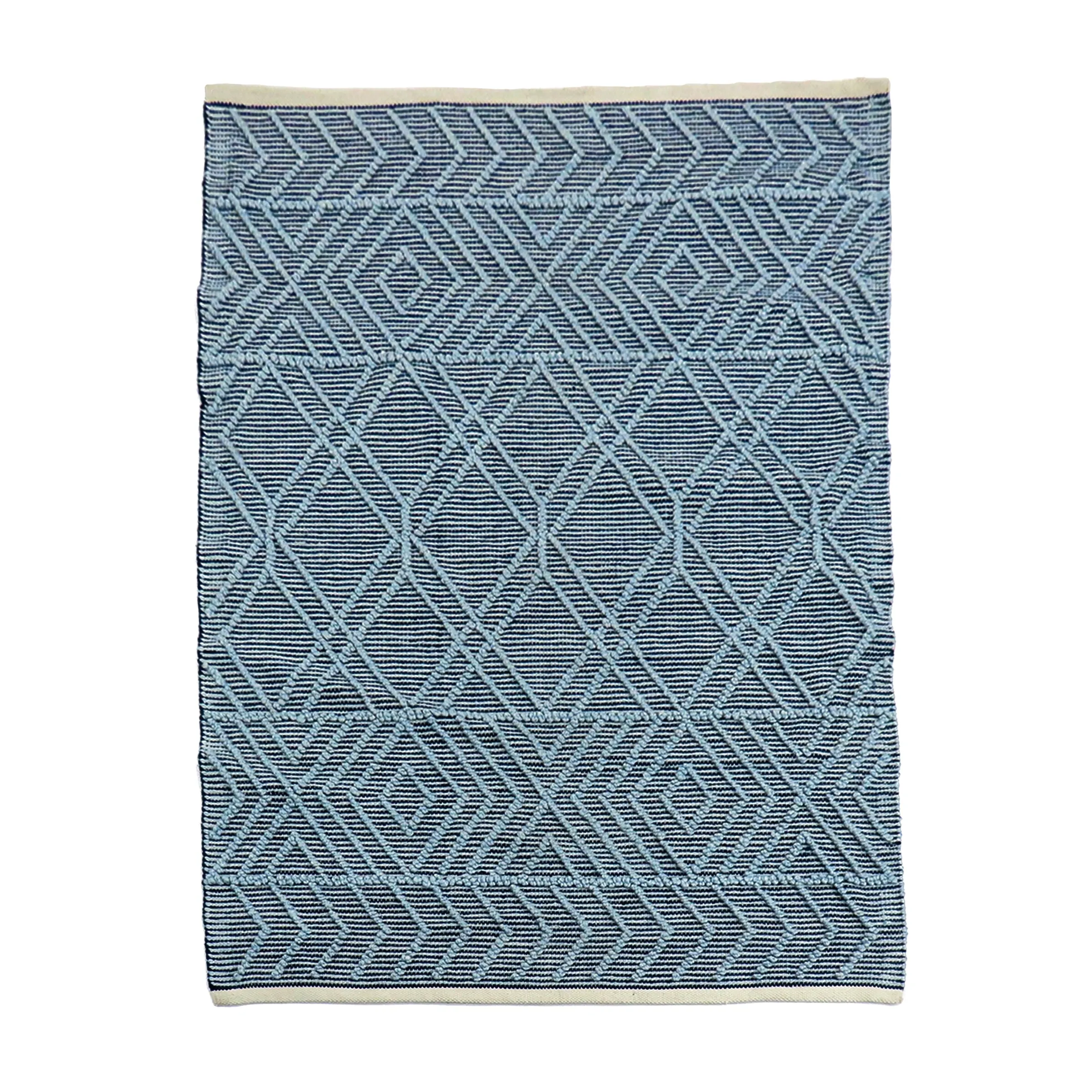 5x7 Hand Woven Outdoor Rug, Navy Blue