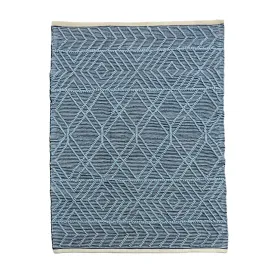 5x7 Hand Woven Outdoor Rug, Navy Blue