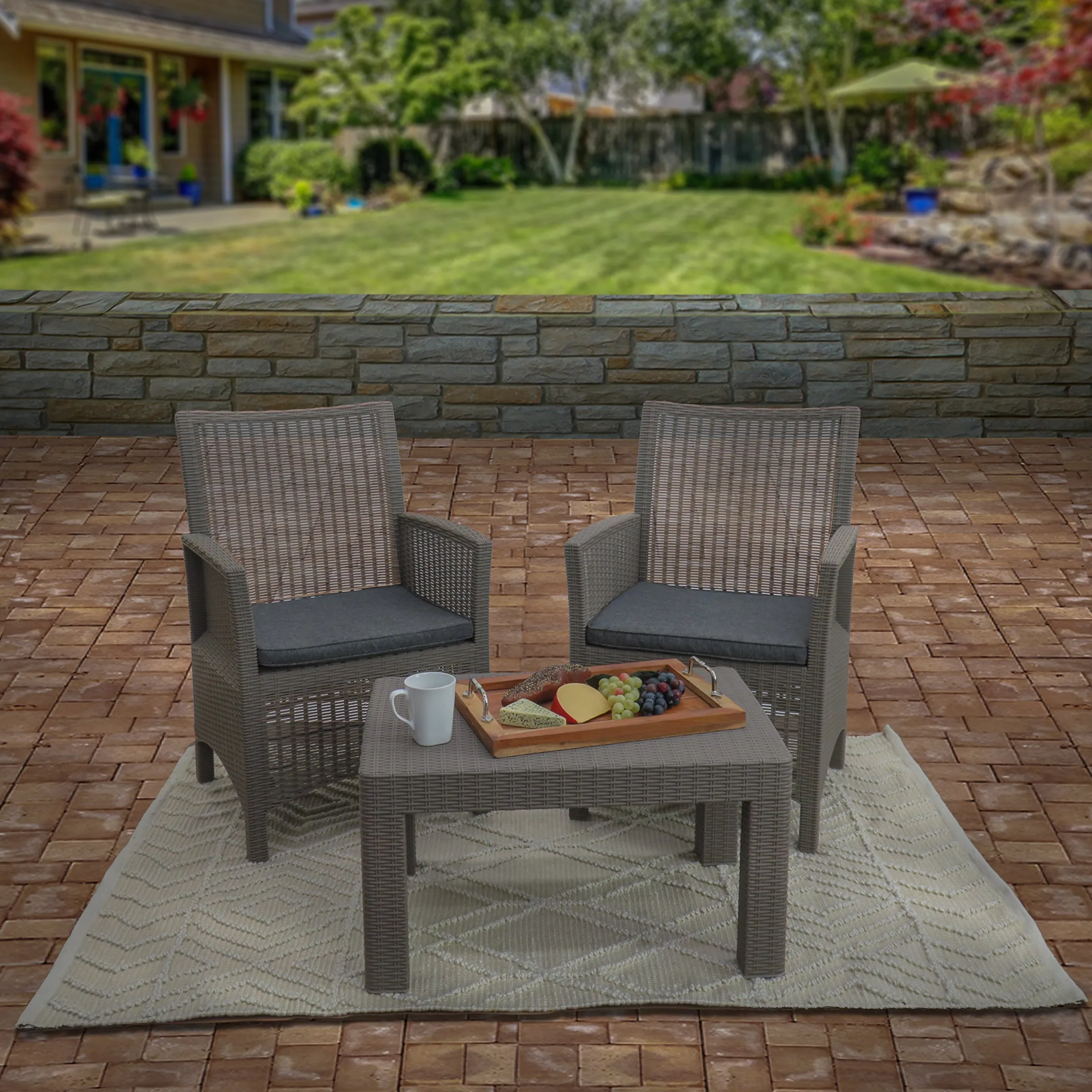 5x7 Hand Woven Outdoor Rug, Sand