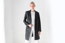 90s Longline Leather Button Up Coat
