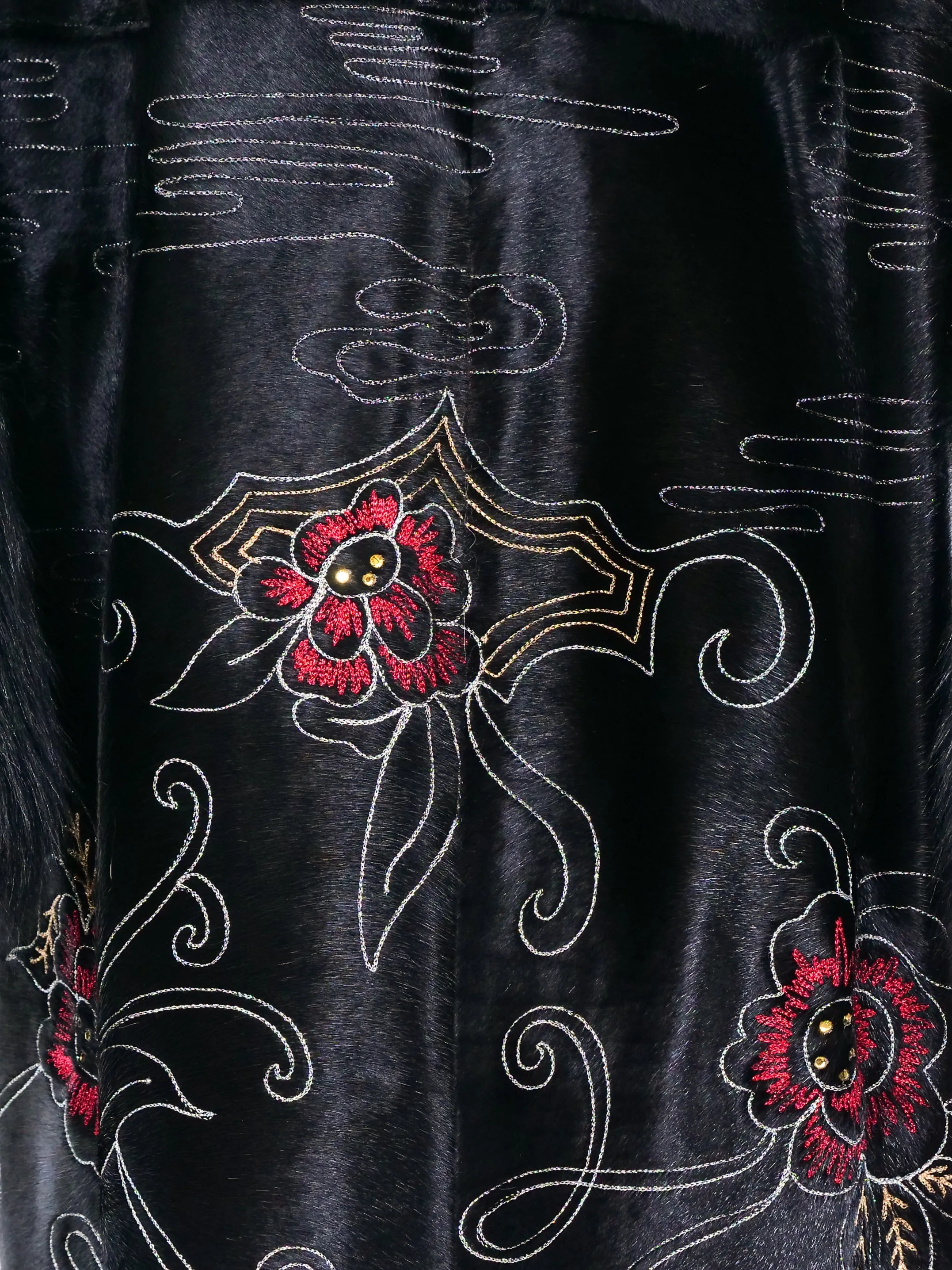 Adrienne Landau Embroidered Fur Coat