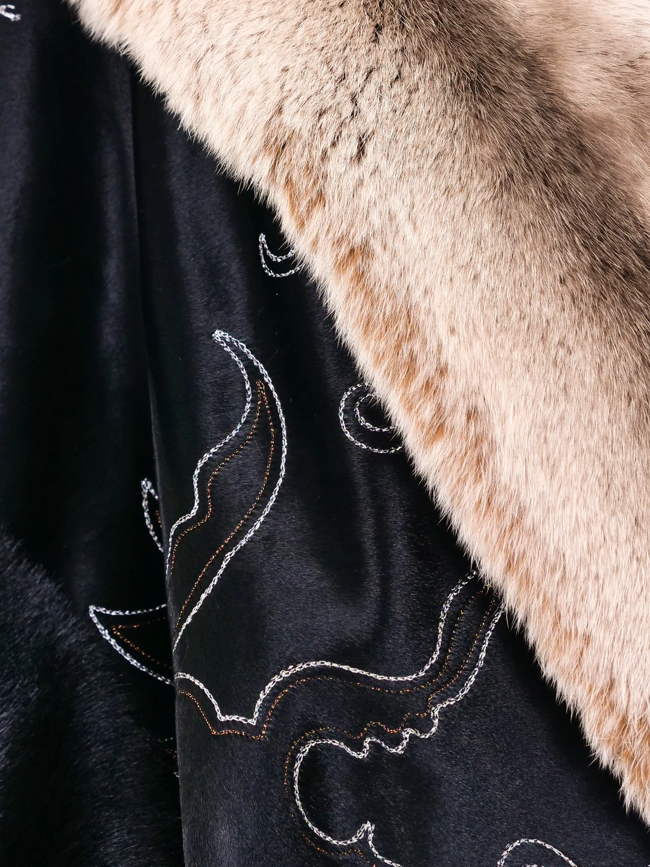 Adrienne Landau Embroidered Fur Coat