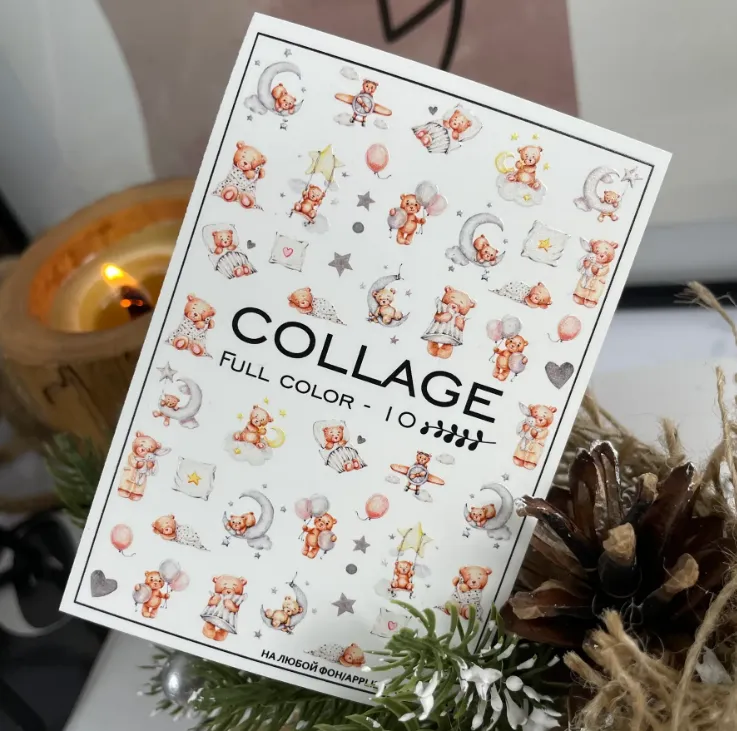 Aesthetic Teddy Bears Sleeping Waterslide Nail Decals