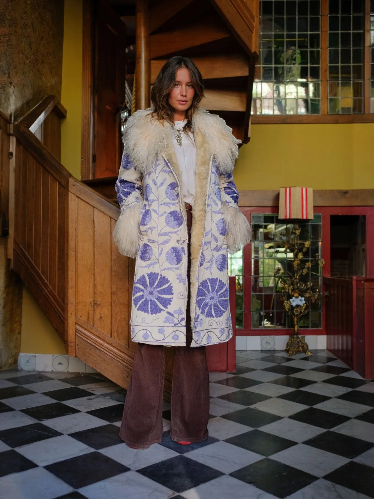Aisara Wrap Coat - S | Purple/Ivory