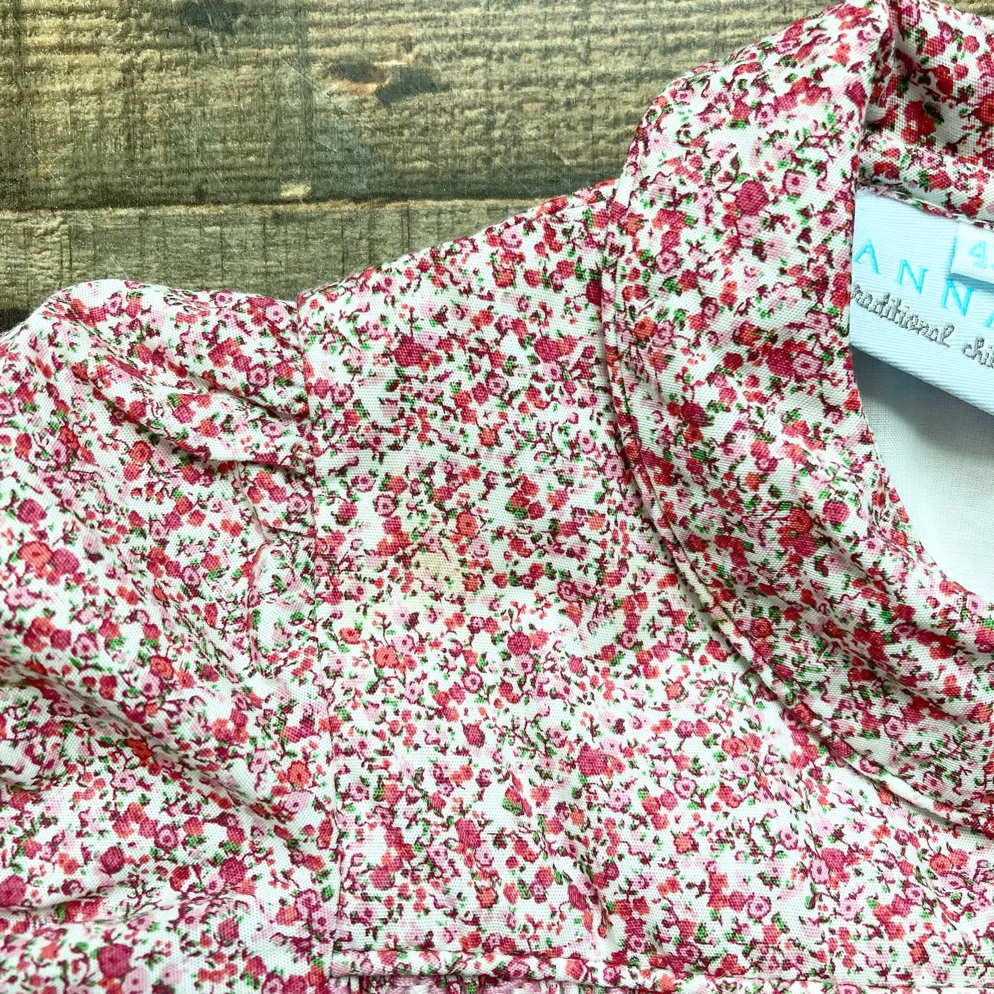 Annafie Red Floral Print with Back Bow Smocked Dress- Size 4Y (see notes)