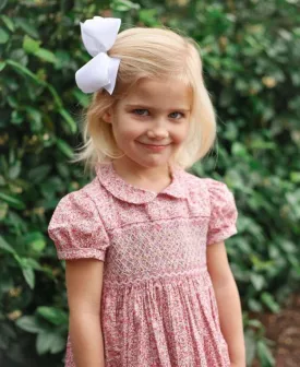 Annafie Red Floral Print with Back Bow Smocked Dress- Size 4Y (see notes) Annafie Red Floral Print with Back Bow Smocked Dress- Size 4Y (see notes)