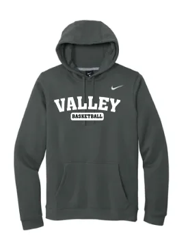 Apple Valley Basketball - Anthracite Nike Club Fleece Pullover Hoodie - Valley Appliqué