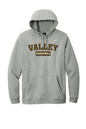Apple Valley Basketball - Grey Heather Nike Club Fleece Pullover Hoodie - Valley Appliqué