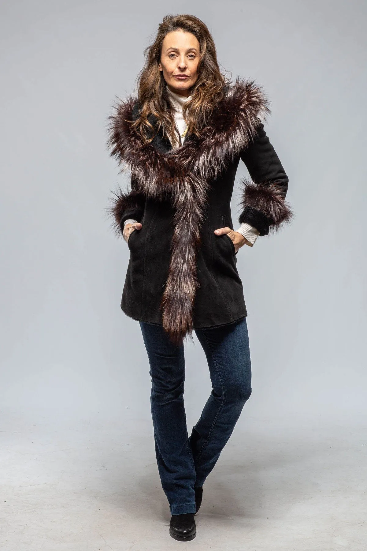 Bigallo Shearling In Black W/ Silver Tipped Fur Trim