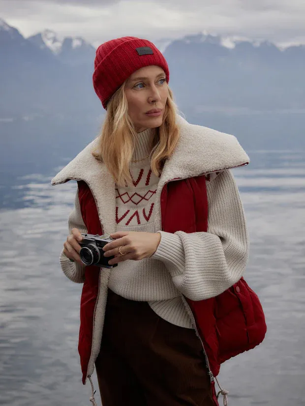 Brock Puffer Gilet - Red Dahlia