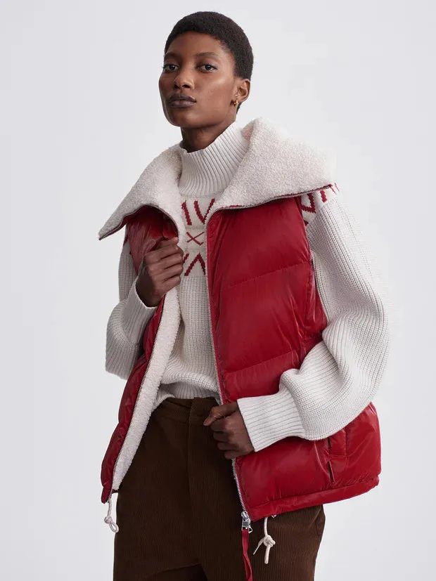 Brock Puffer Gilet - Red Dahlia