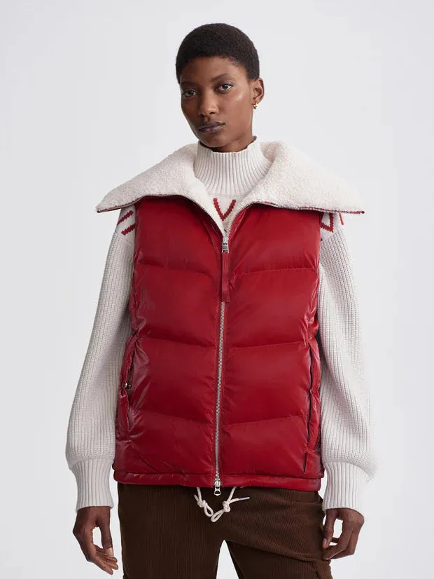 Brock Puffer Gilet - Red Dahlia
