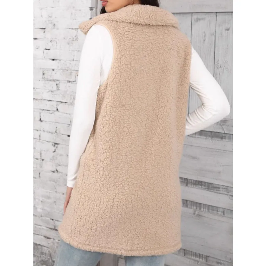 Button Up Teddy Vest Coat