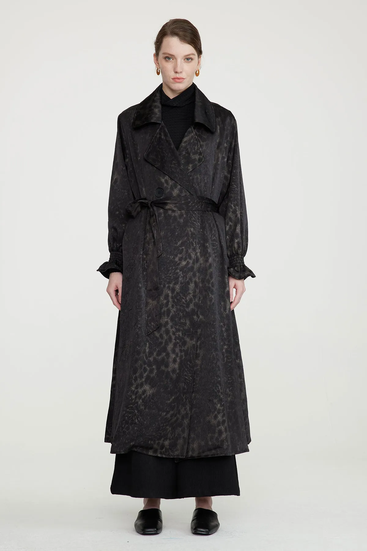 Casual Leopard Print Long Coat