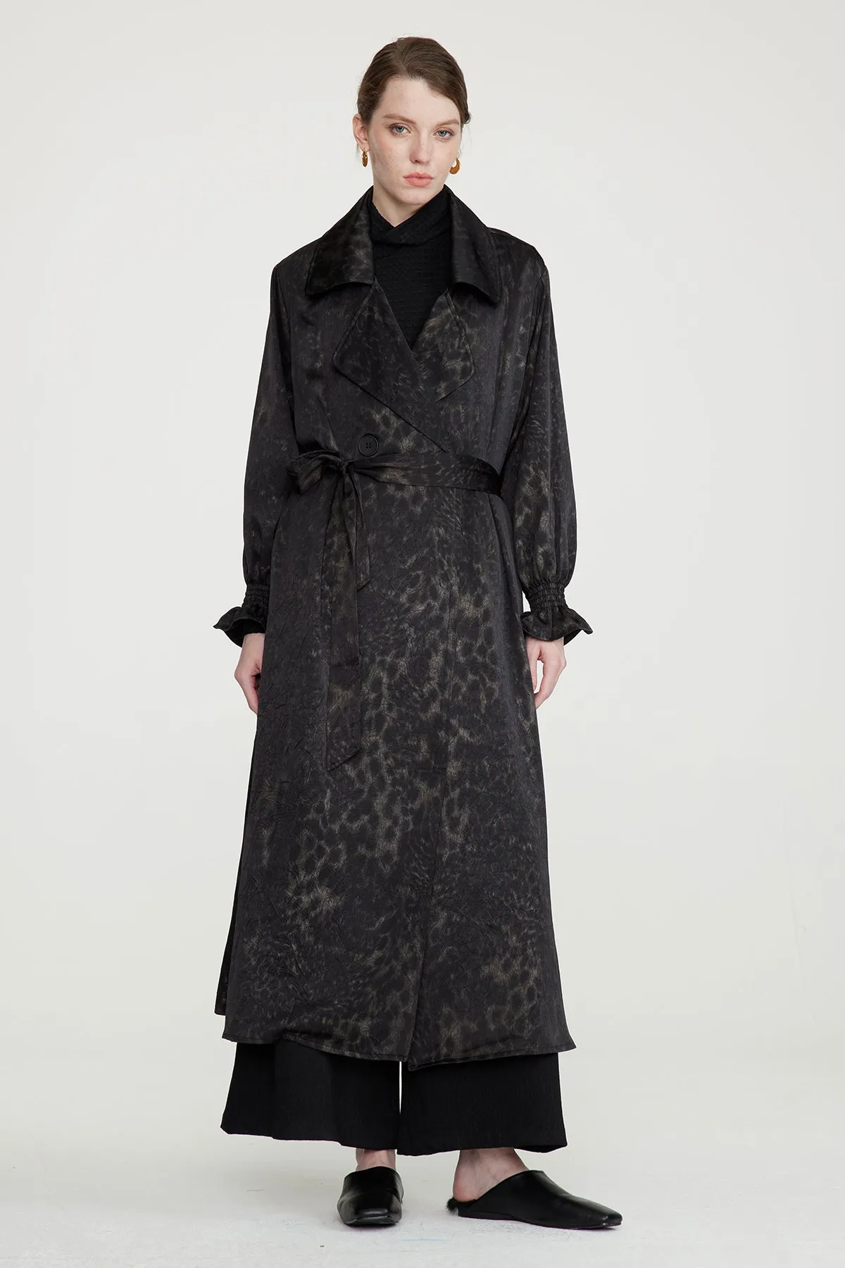 Casual Leopard Print Long Coat