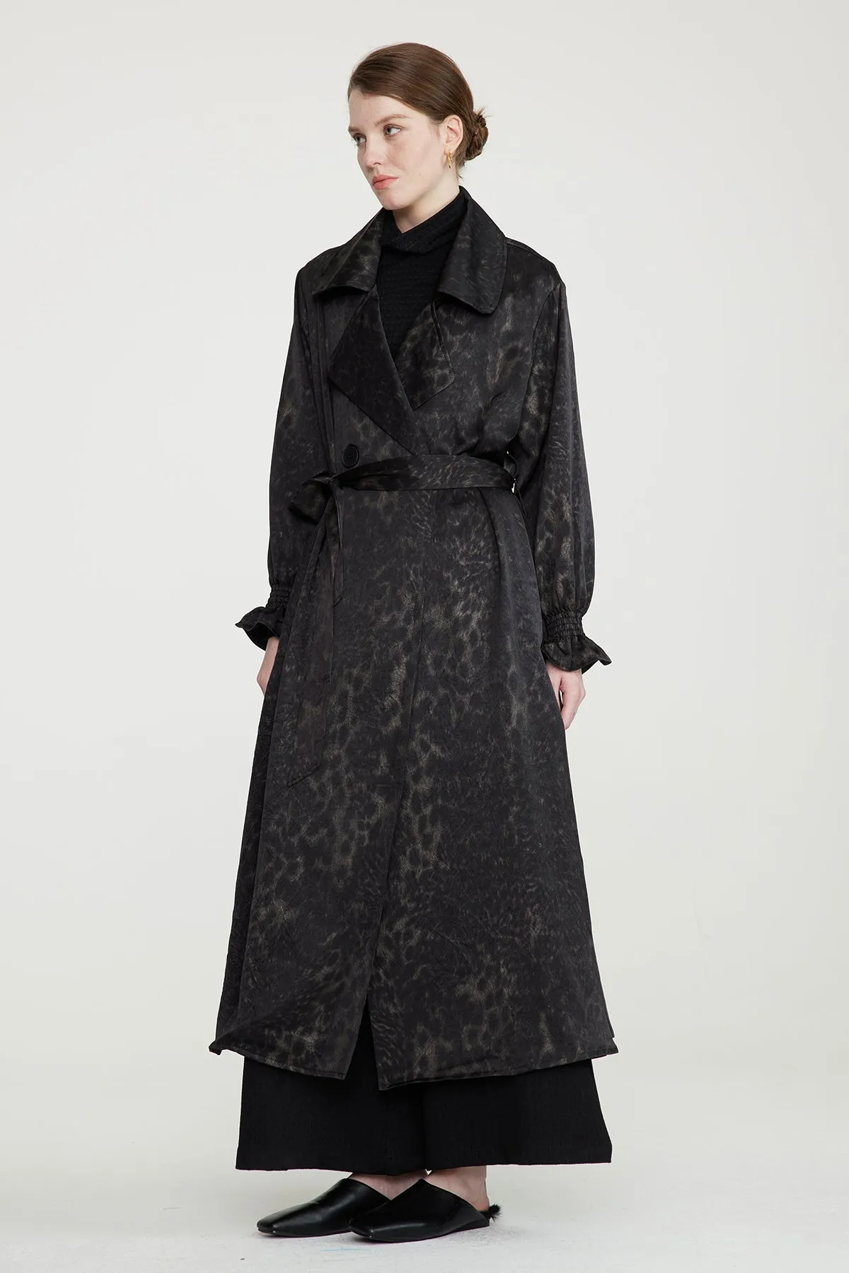 Casual Leopard Print Long Coat
