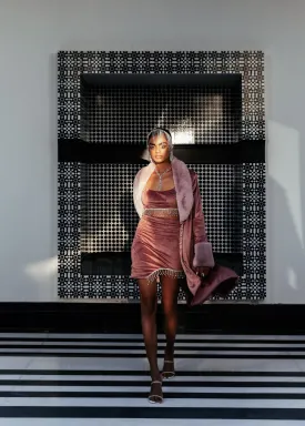 Claudette Blush Faux Fur Jacket