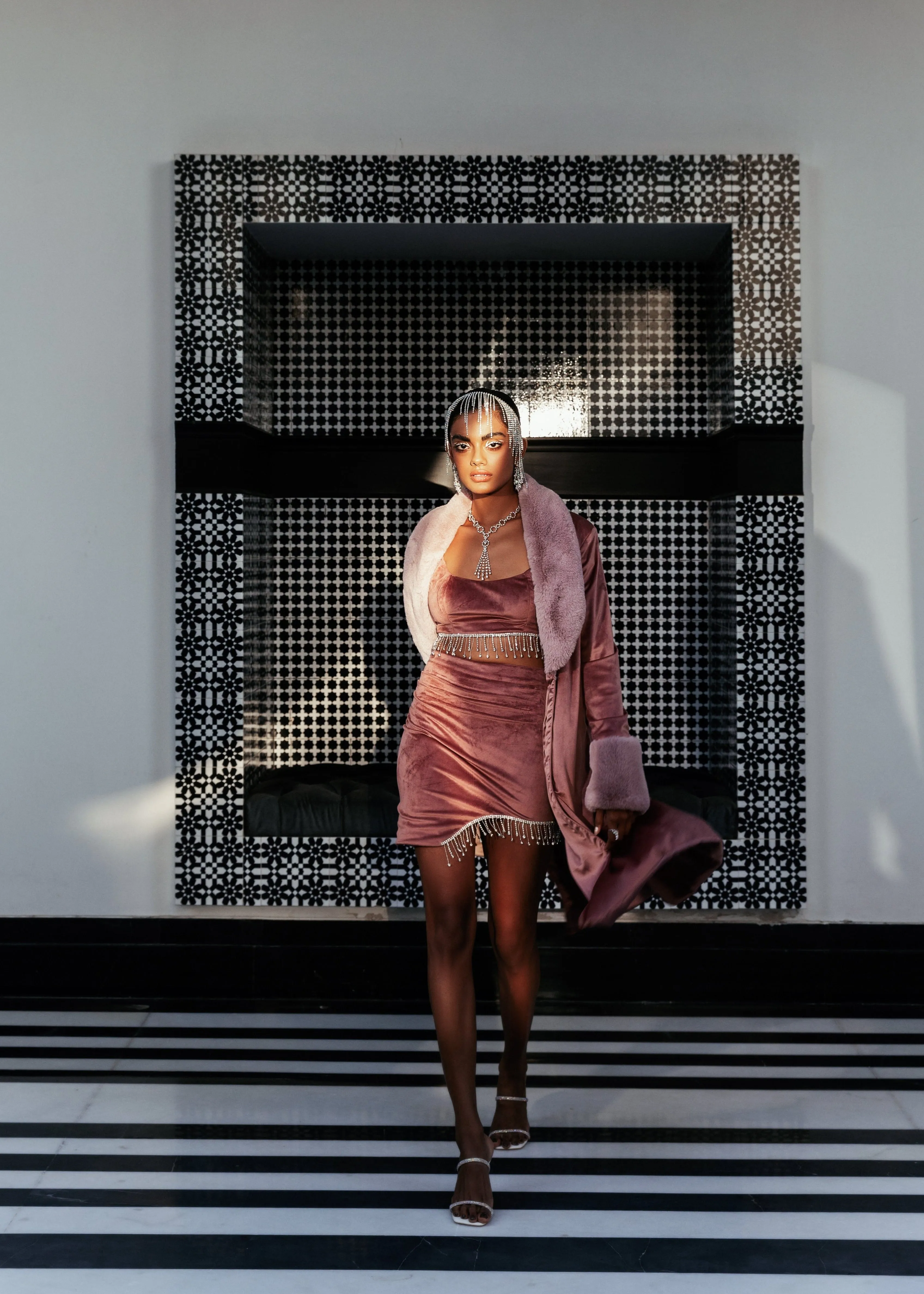 Claudette Blush Faux Fur Jacket