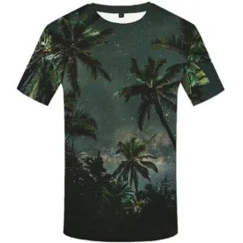 Coconut Tree T-shirt Men Forest T-shirts Graphic Galaxy Space Tshirts Cool Harajuku T shirts Funny Green Tshirt Printed