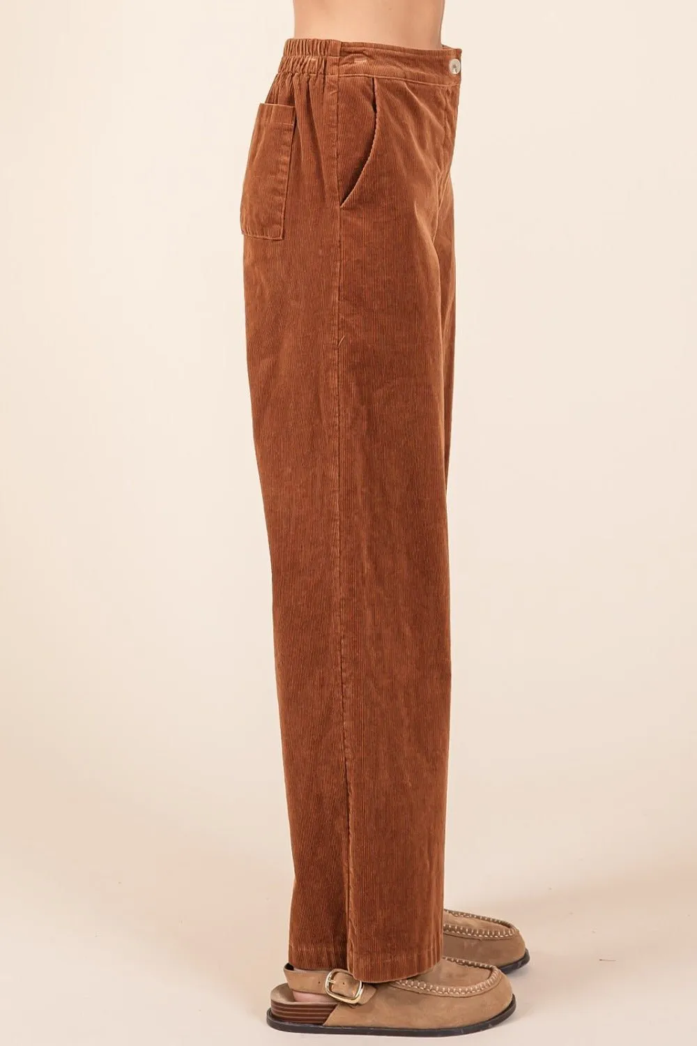 Corduroy Straight Leg Pants in Camel
