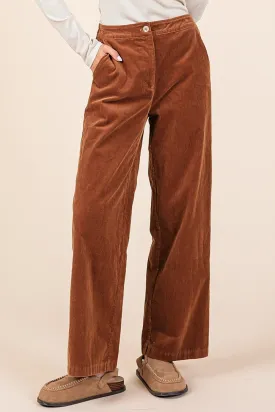 Corduroy Straight Leg Pants in Camel