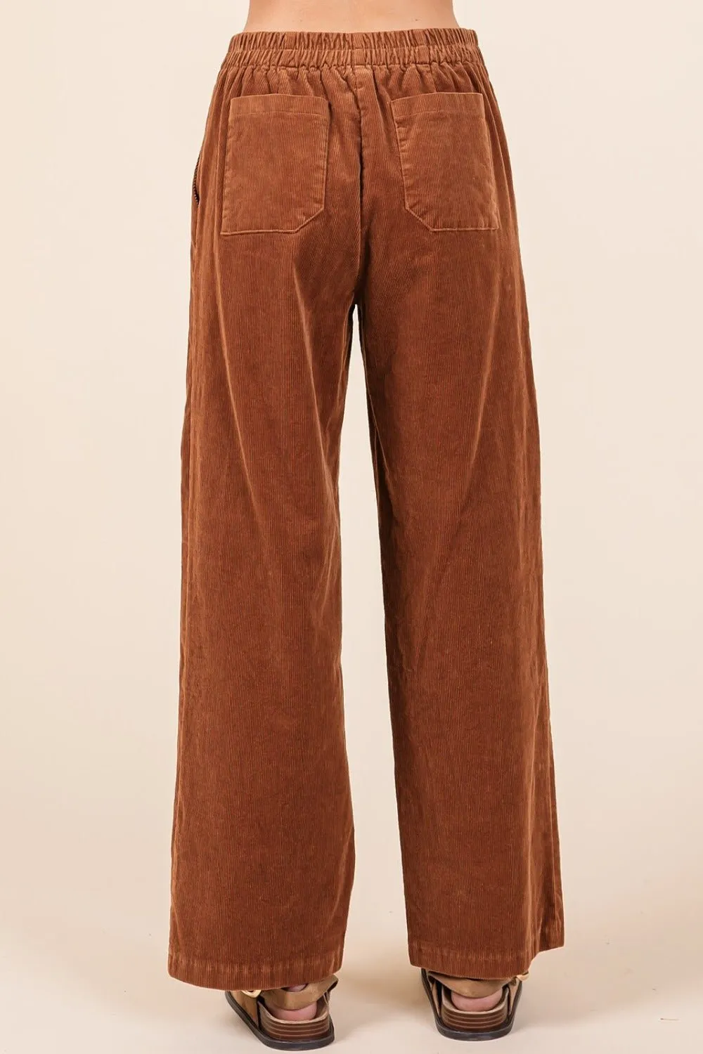 Corduroy Straight Leg Pants in Camel