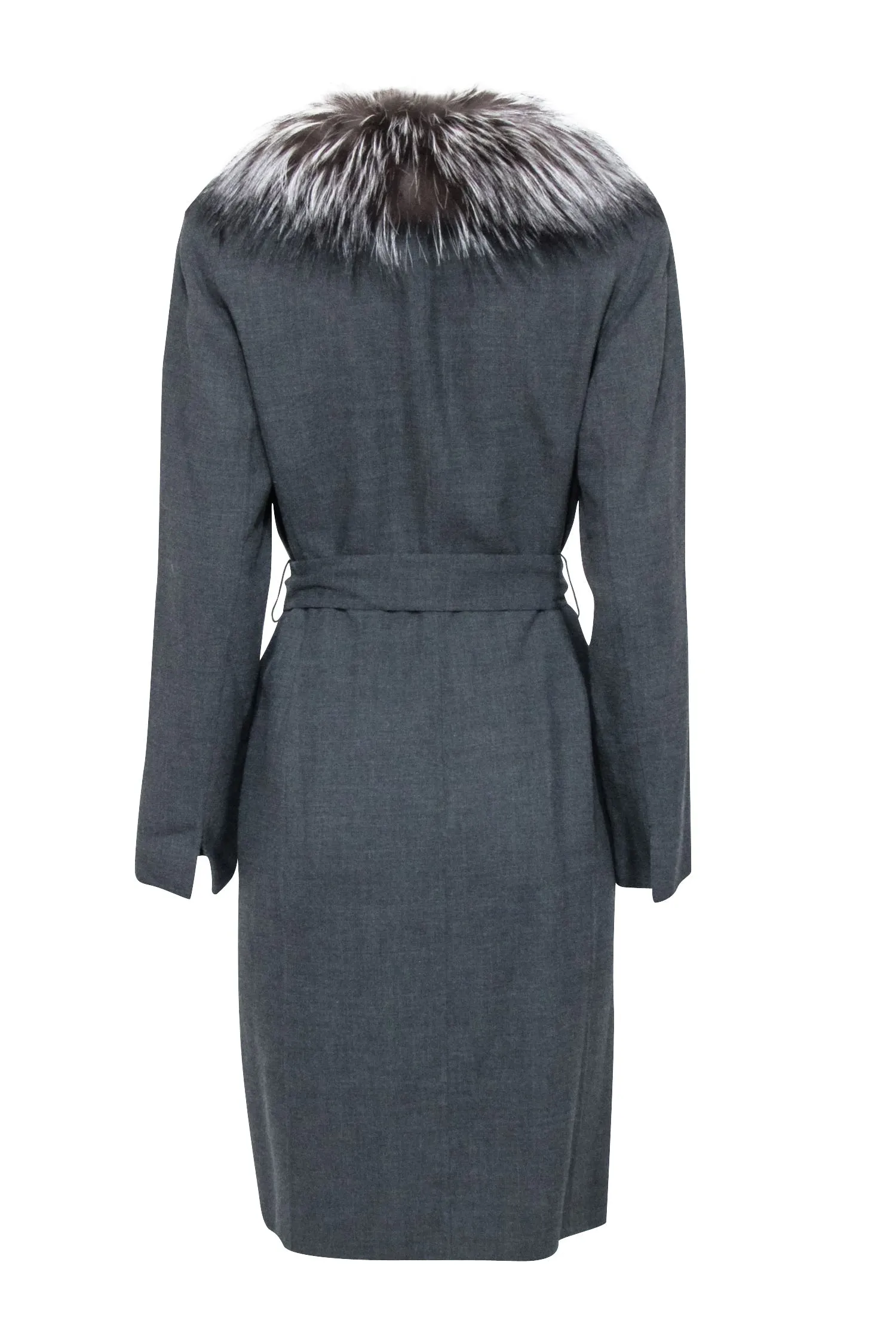 Dana Buchman - Grey Fox Fur Trim Coat Sz 8