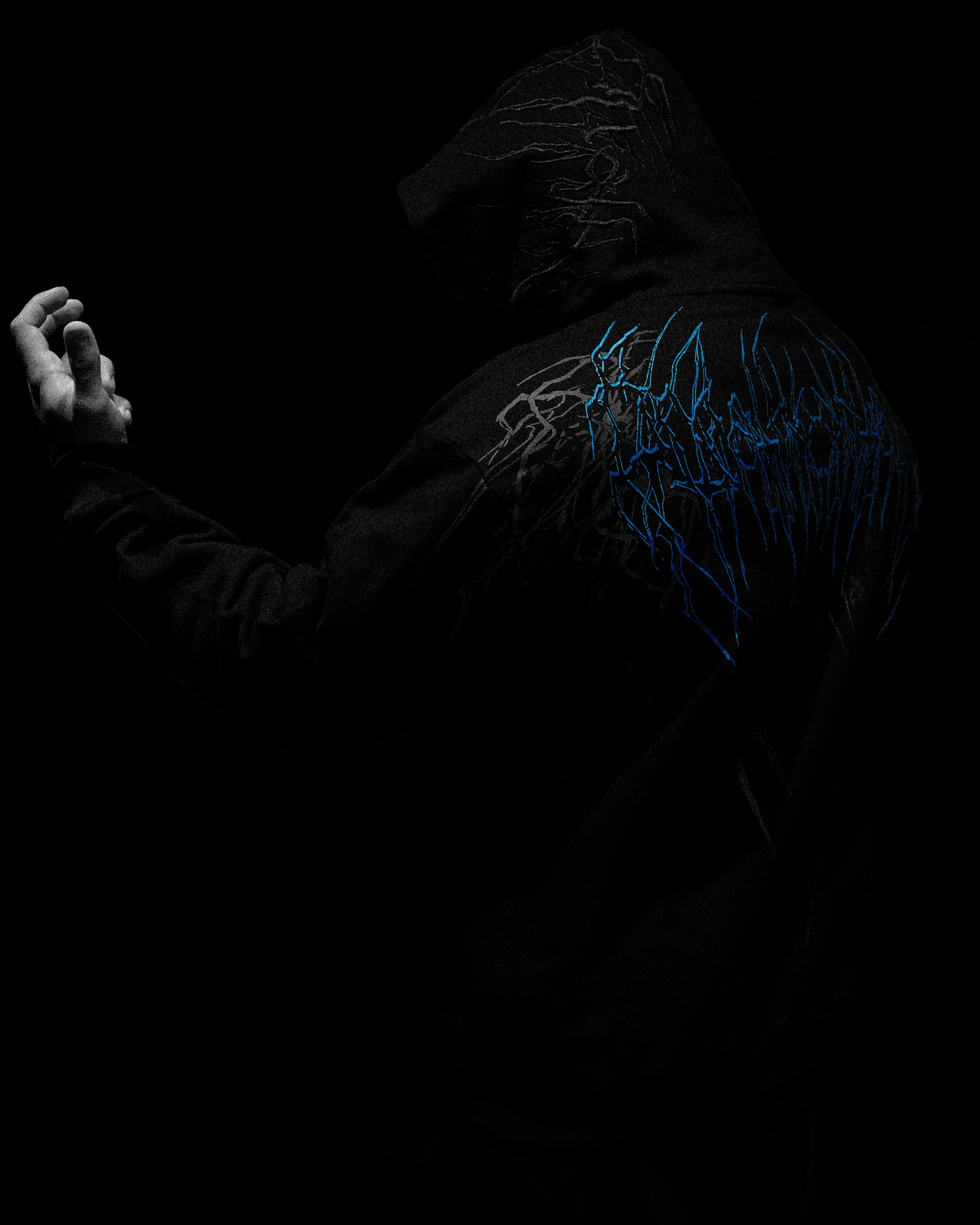 Dark Lightning Oversized pullover hoodie [MOONLIGHT BLUE]