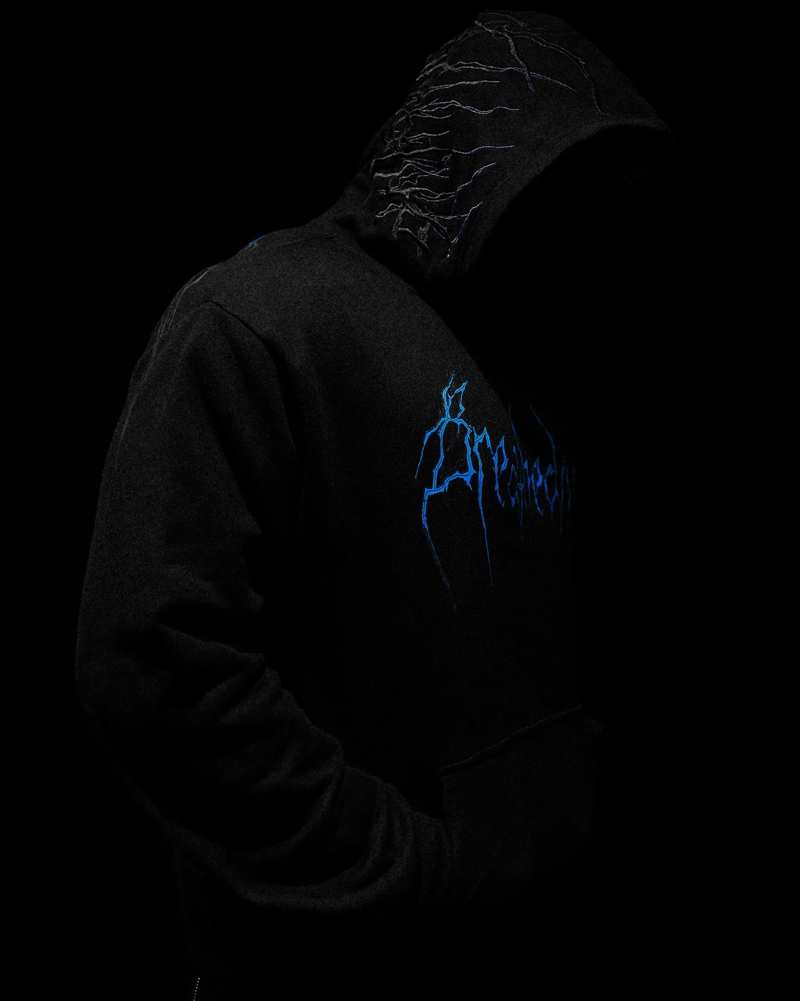 Dark Lightning Oversized pullover hoodie [MOONLIGHT BLUE]