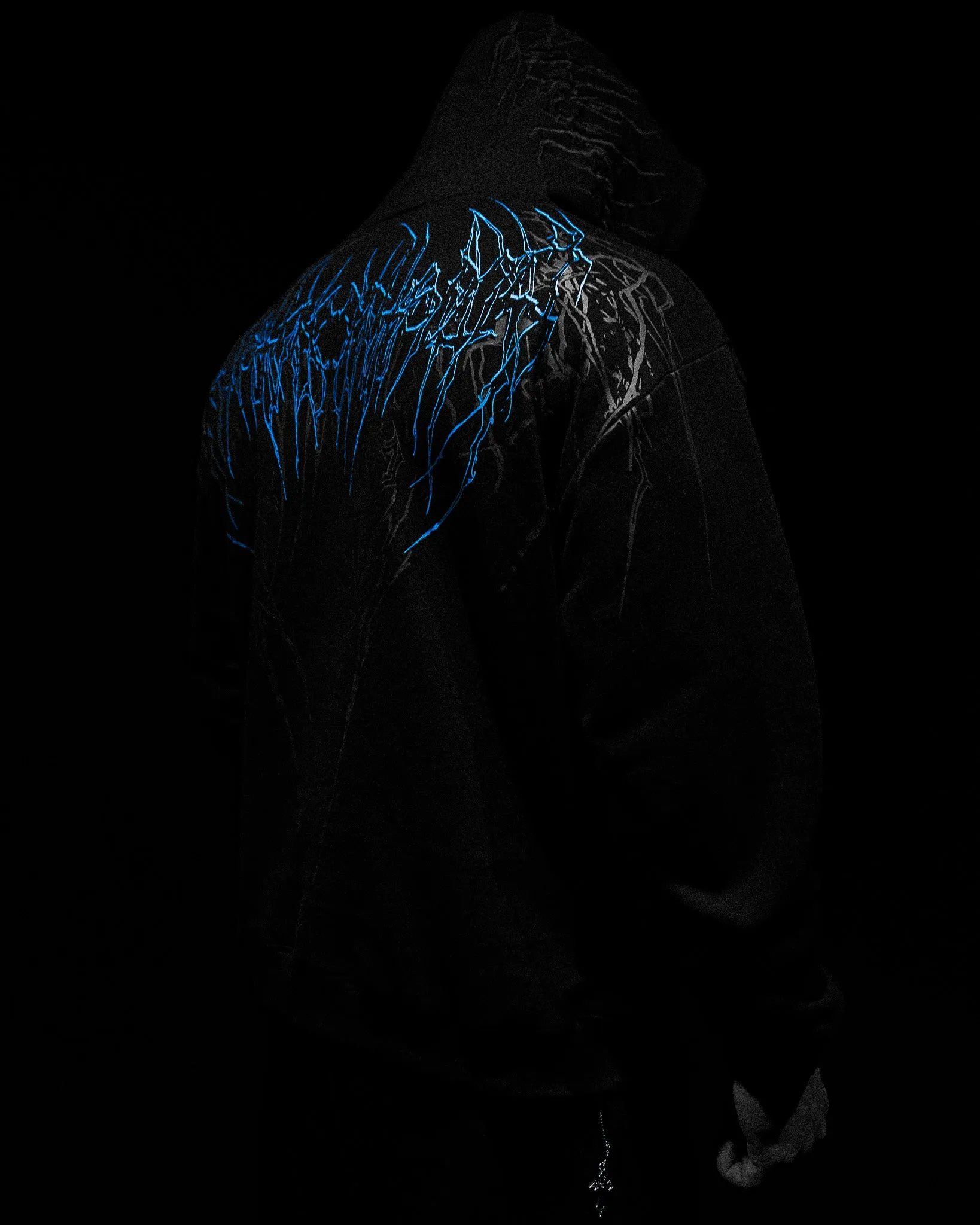 Dark Lightning Oversized pullover hoodie [MOONLIGHT BLUE]