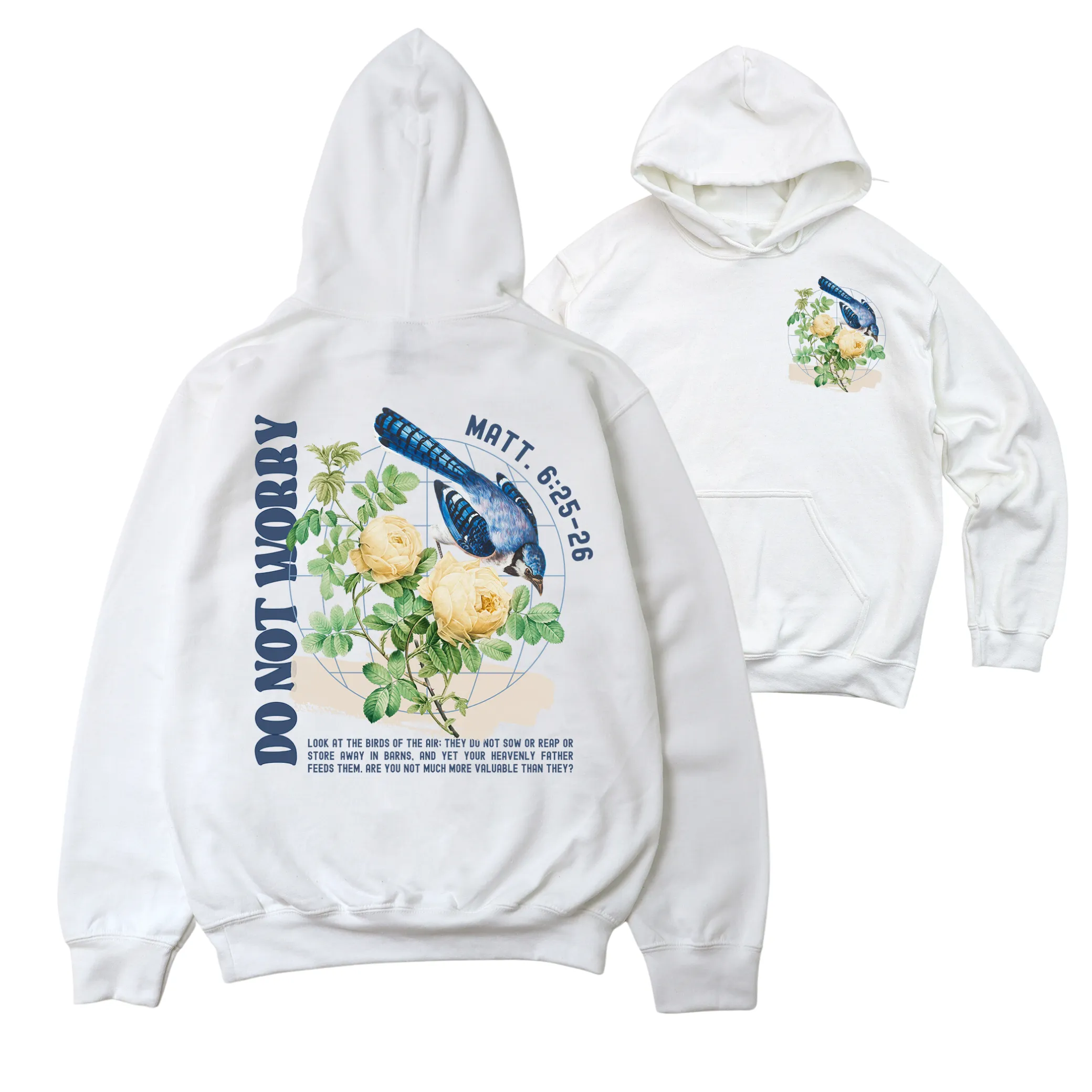 Do Not Worry Pullover Hoodie - White