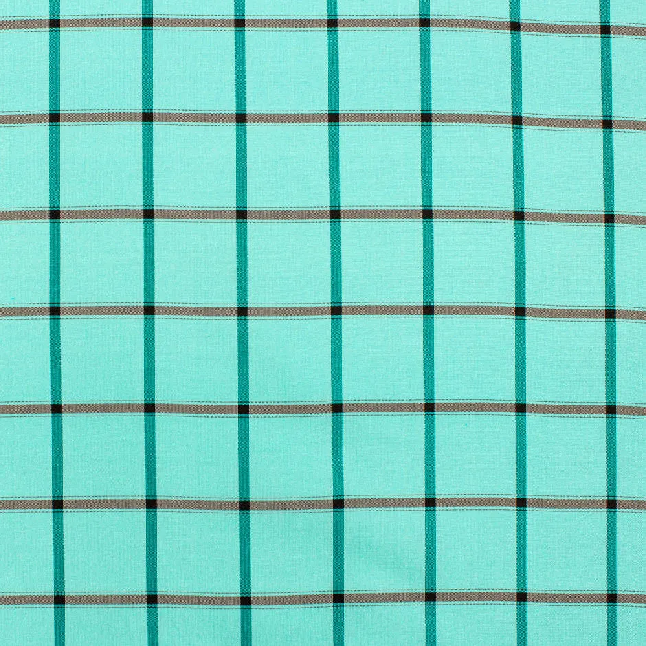 Duck Egg Blue Check Pure Silk Taffeta