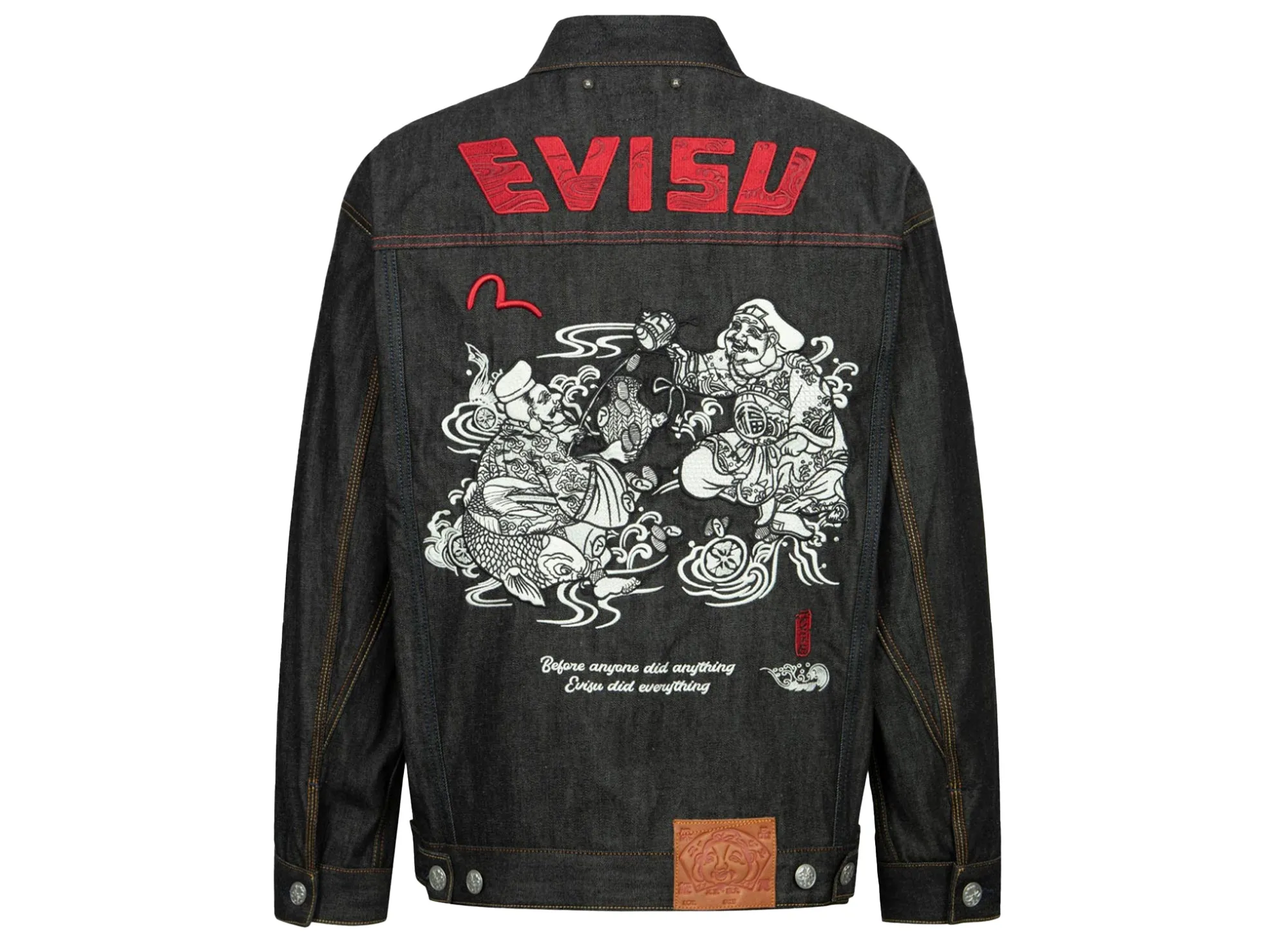 Evisu Two Gods Embroidered Loose Fit Kimono Denim Jacket