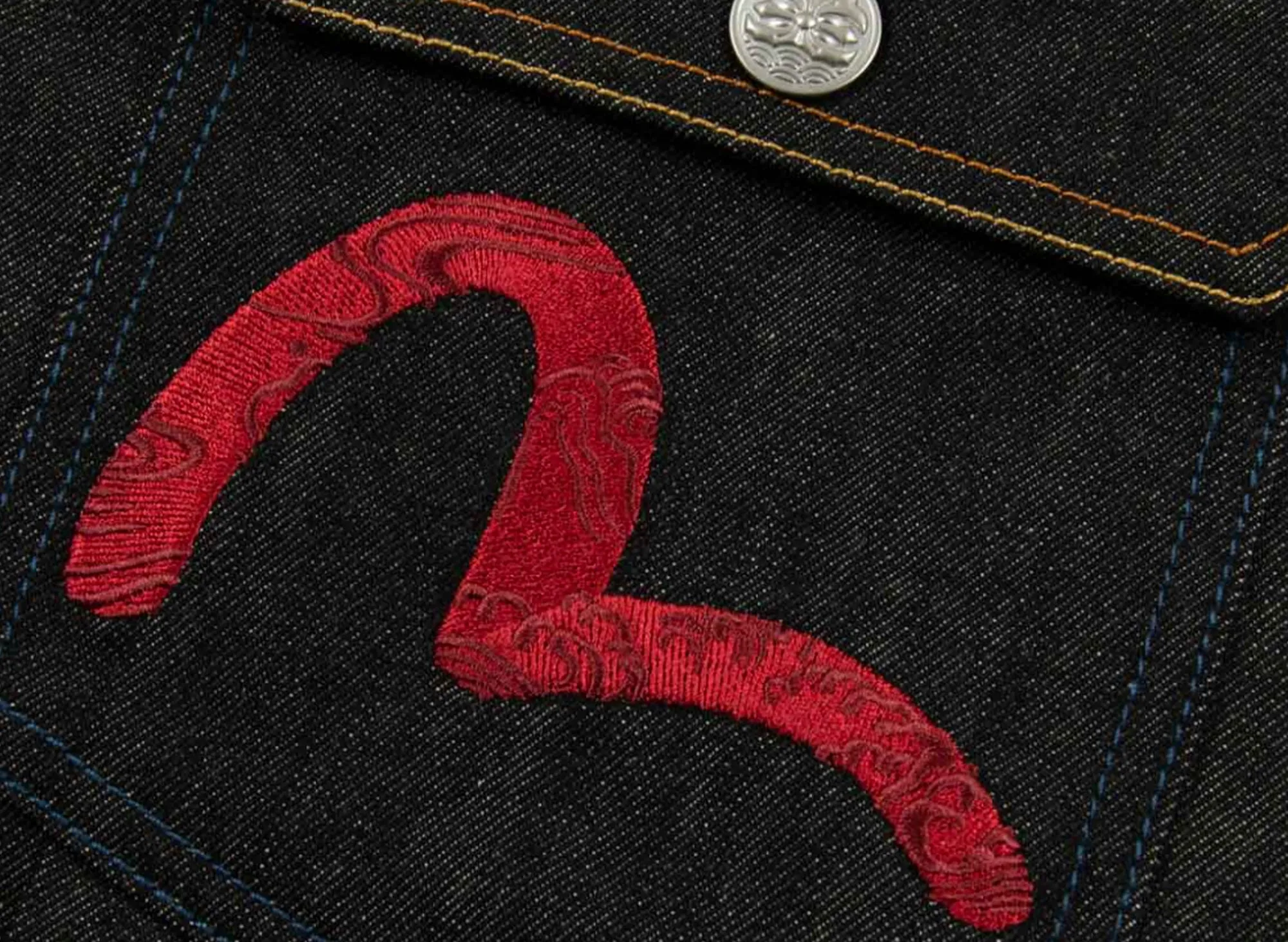 Evisu Two Gods Embroidered Loose Fit Kimono Denim Jacket